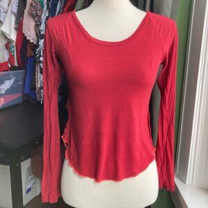 Womens Y2K Long Sleeve Top Size S Red